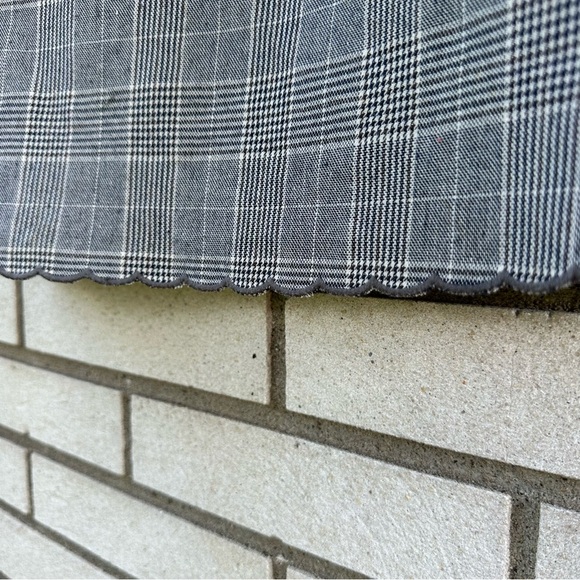 Nice Claup Gray Plaid Long Sleeve Mini Dress White Contrast Collar Scalloped Hem - Picture 5 of 10